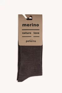 Merino ponožky trekingové – hnědá