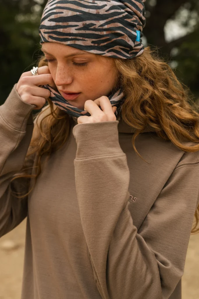 Komin chusta z wełny merino zebra