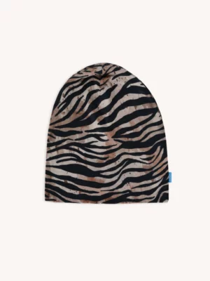 Czapka z wełny merino cienka zebra