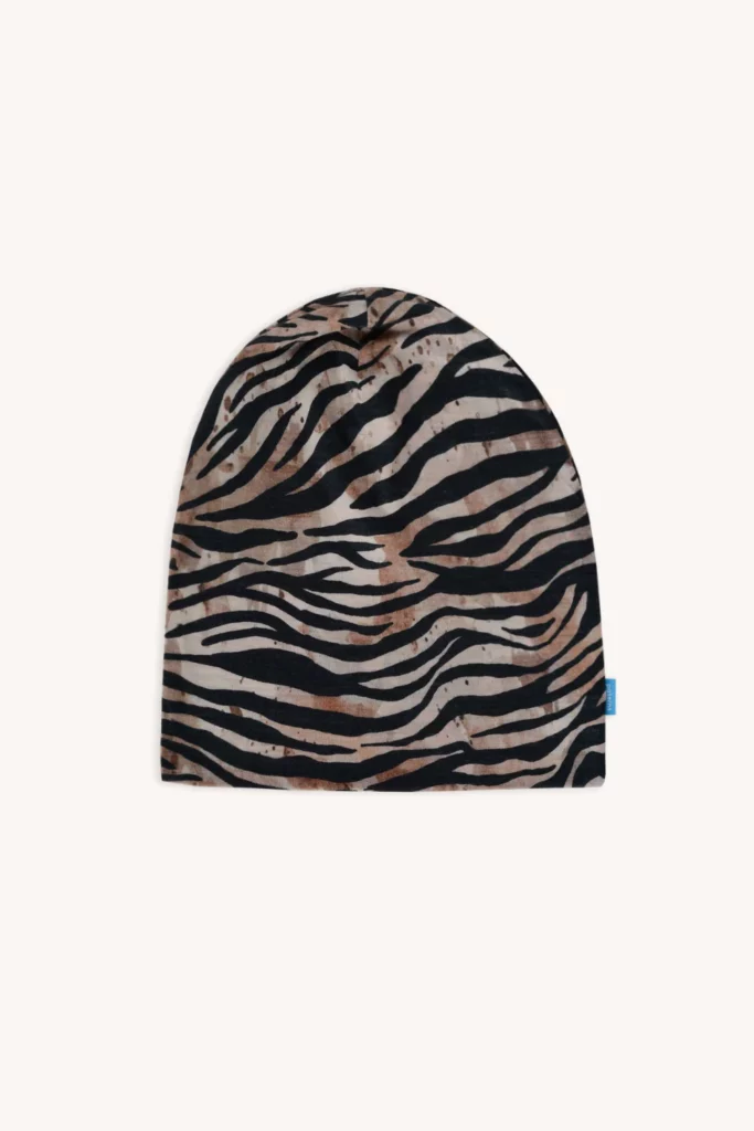 Czapka z wełny merino cienka zebra