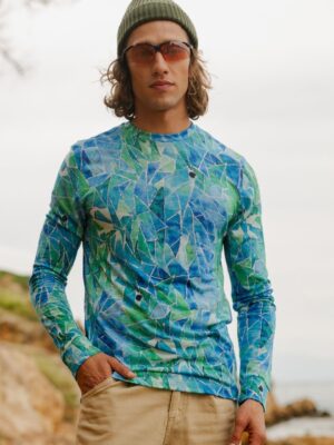 Merino tričko s dlouhým rukávem pánské – blue gorpcore (135 g)