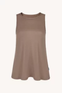 Top z wełny merino flare damski mocha