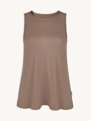 Top z wełny merino flare damski mocha