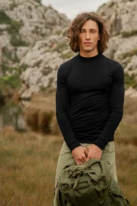 Merino tričko active se stojáčkem pánské – černé (135 g)