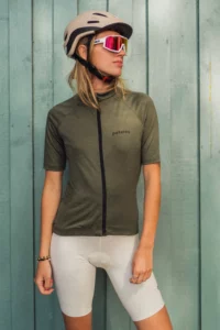 Merino cyklistický dres s krátkým rukávem dámský – olivový (150 g)
