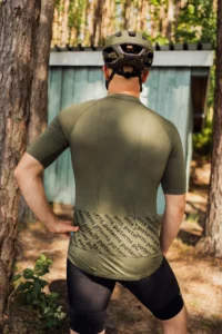 Merino cyklistický dres s krátkým rukávem pánský – olivový (150 g)