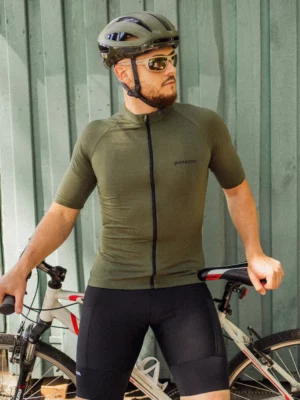 Merino cyklistický dres s krátkým rukávem pánský – olivový (150 g)