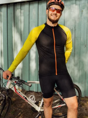 Merino cyklistický dres s dlouhým rukávem pánský – černý (150 g)