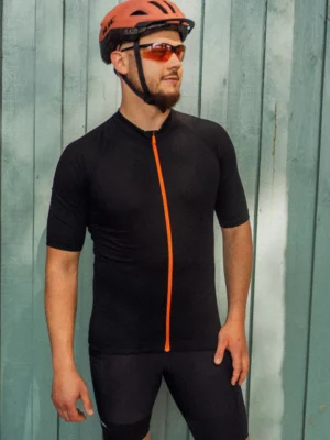 Merino cyklistický dres s krátkým rukávem pánský – černý (150 g)