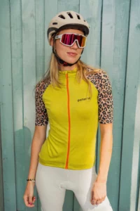Merino cyklistický dres s krátkým rukávem dámský – fluo (150 g)