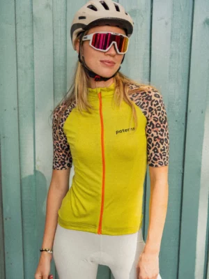 Merino cyklistický dres s krátkým rukávem dámský – fluo (150 g)