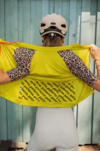 Merino cyklistický dres s krátkým rukávem dámský – fluo (150 g)