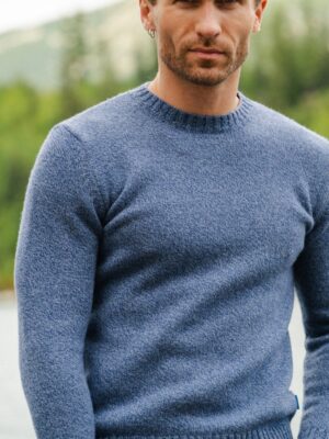 Merino svetr pánský – modrý melír